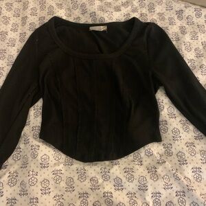 Altered state, black, long sleeve crop top